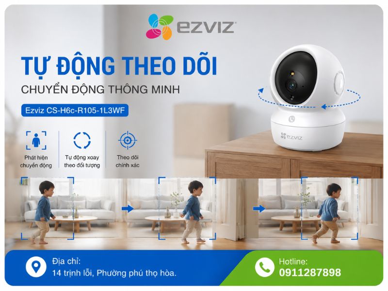 Tính năng tự động theo dõi chuyển động thông minh Ezviz CS-H6c-R105-1L3WF