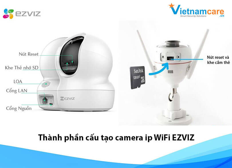 Phụ kiện và cấu tạo camera EZVIZ trong bộ combo 2 camera WiFi
