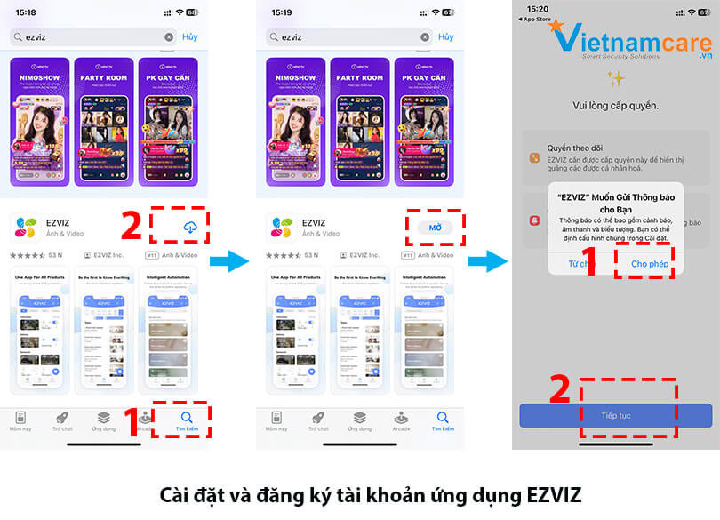 Tải và cài ứng dụng EZVIZ để quản lý combo 2 camera EZVIZ trên điện thoại