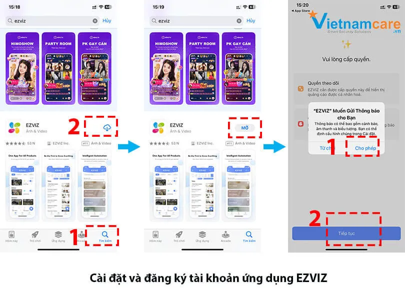 Tải và cài ứng dụng EZVIZ để quản lý combo 2 camera EZVIZ trên điện thoại
