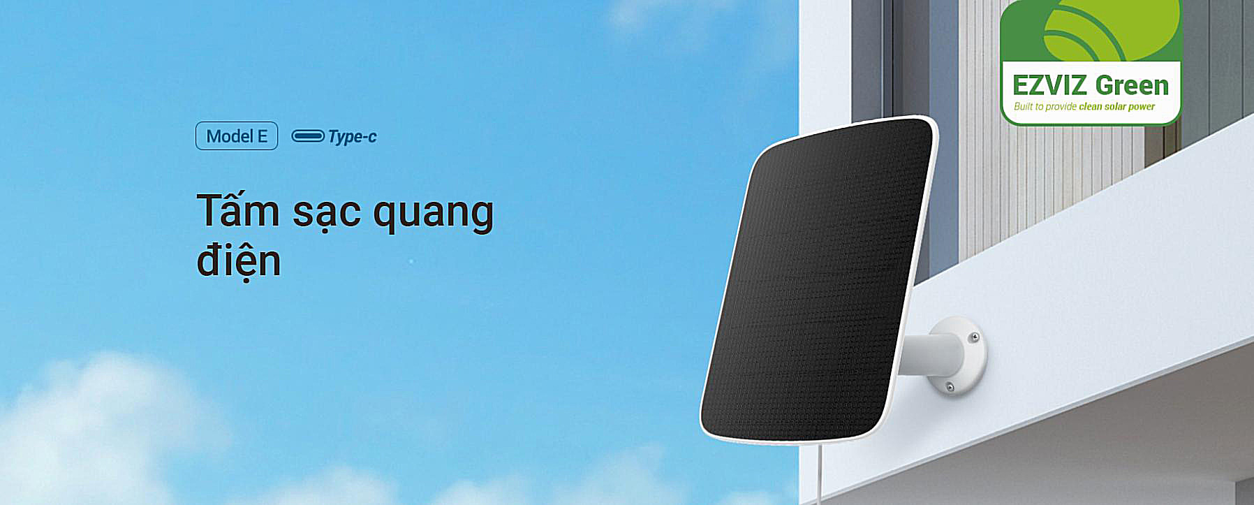 Tấm sạc năng lượng mặt trời EZVIZ Panel-E cổng Type-C – giải pháp thay thế cho củ sạc cho camera pin