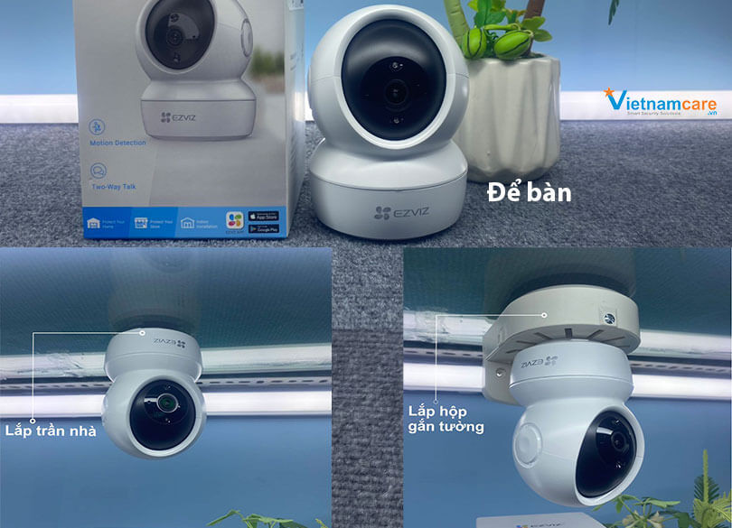 Vị trí lắp đặt camera EZVIZ C6N khi triển khai combo 2 cái cho phòng khách và phòng ngủ