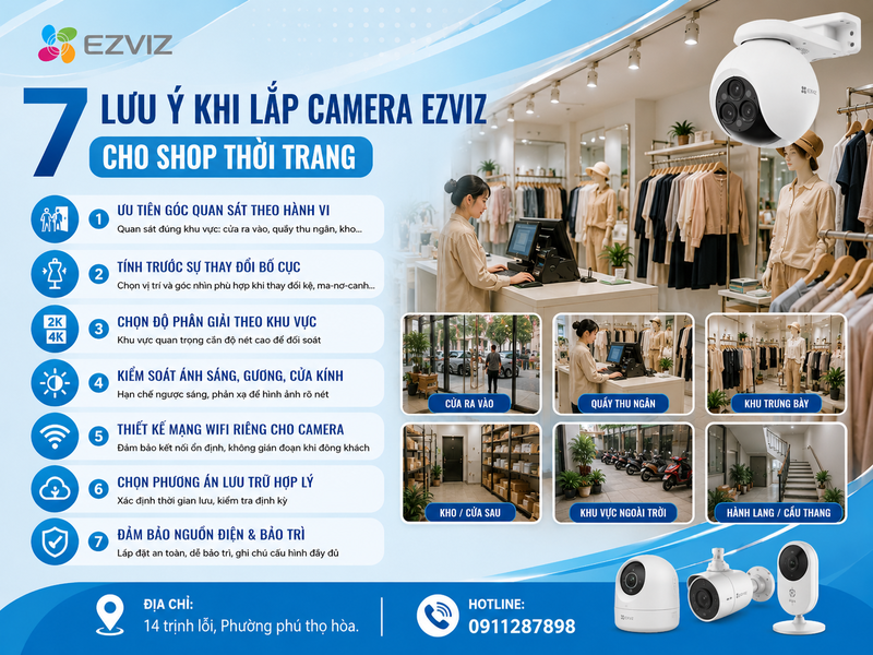 7 lưu ý khi lắp Camera Ezviz cho shop thời trang