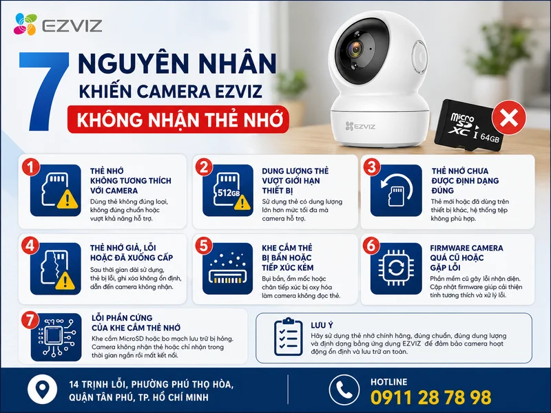 7 nguyên nhân khiến Camera Ezviz không nhận thẻ nhớ