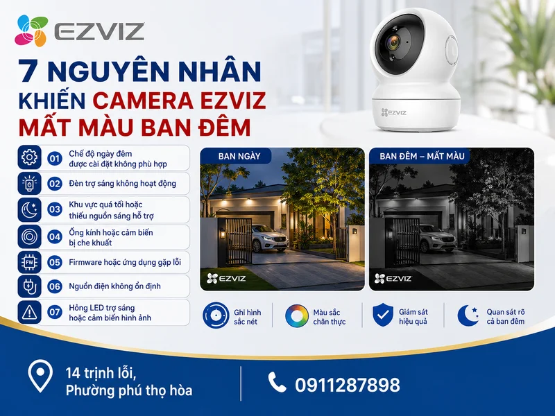 7 nguyên nhân khiến Camera Ezviz mất màu ban đêm