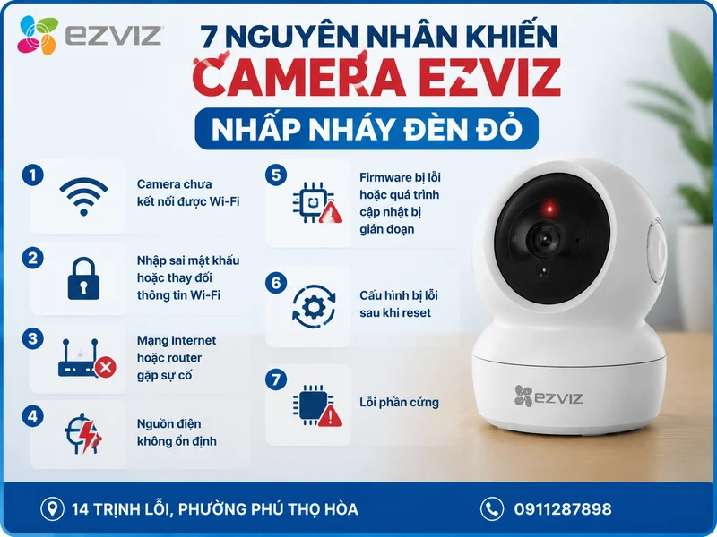 7 nguyên nhân khiến Camera Ezviz nhấp nháy đèn đỏ