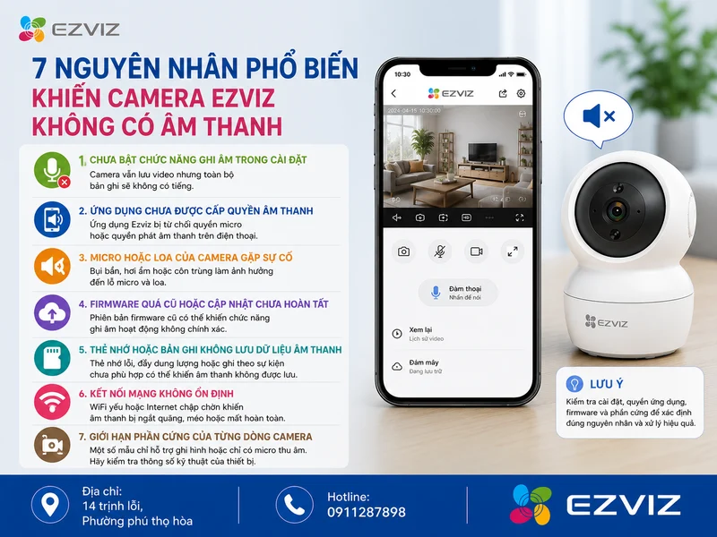 7 nguyên nhân phổ biến khiến Camera Ezviz không có âm thanh