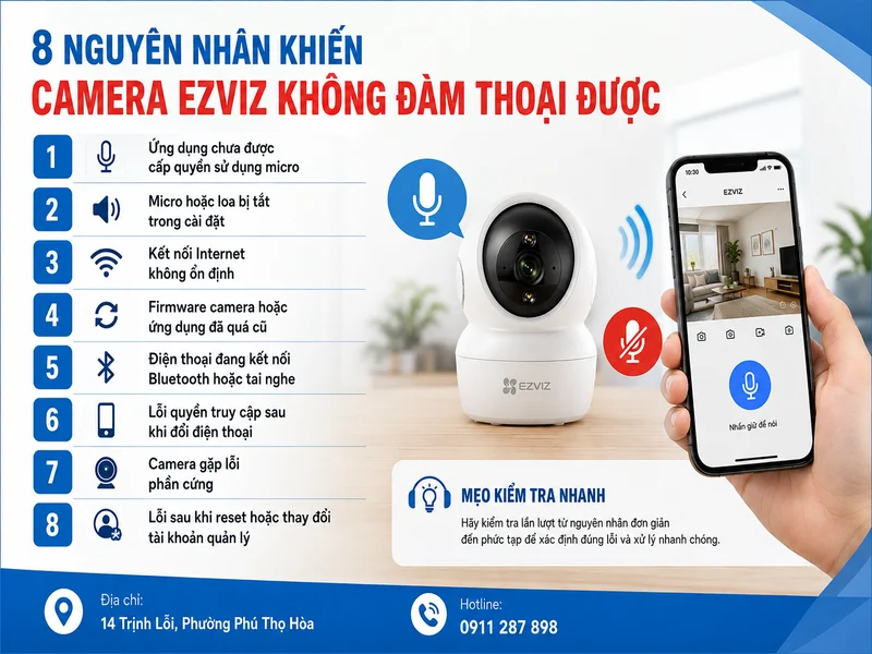 8 nguyên nhân khiến Camera Ezviz không đàm thoại được