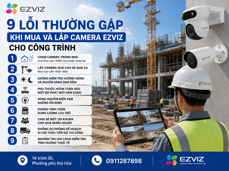 9 lỗi thường gặp khi mua và lắp Camera Ezviz cho công trình