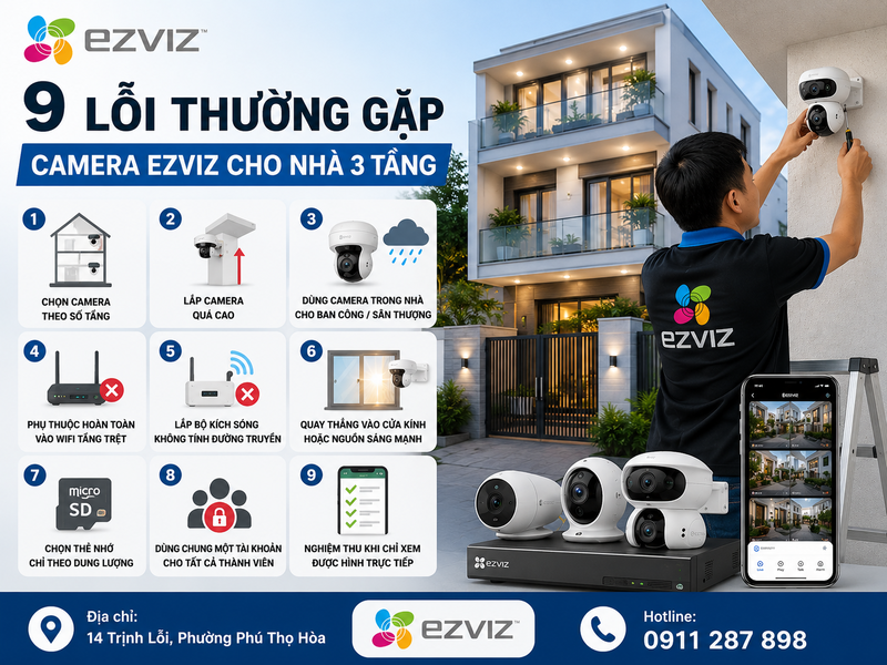 9 lỗi thường gặp khi mua và lắp Camera Ezviz cho nhà 3 tầng