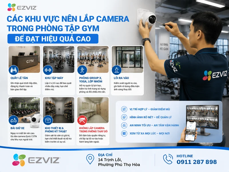Các khu vực nên lắp camera trong phòng tập gym để đạt hiệu quả cao