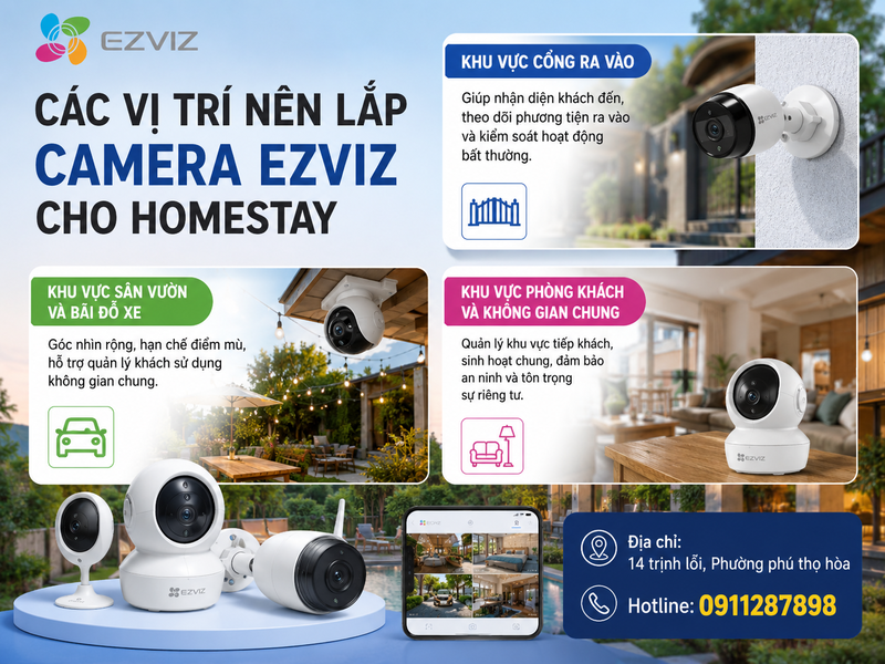 Các vị trí nên lắp Camera Ezviz cho homestay
