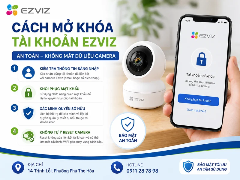 Cách mở khóa tài khoản Ezviz an toàn không mất dữ liệu camera