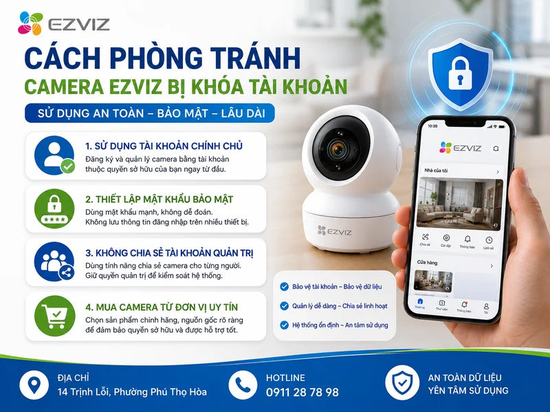 Cách phòng tránh Camera Ezviz bị khóa tài khoản khi sử dụng lâu dài