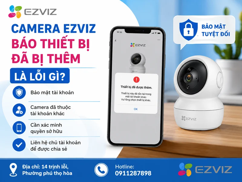 Camera Ezviz báo thiết bị đã bị thêm là lỗi gì?