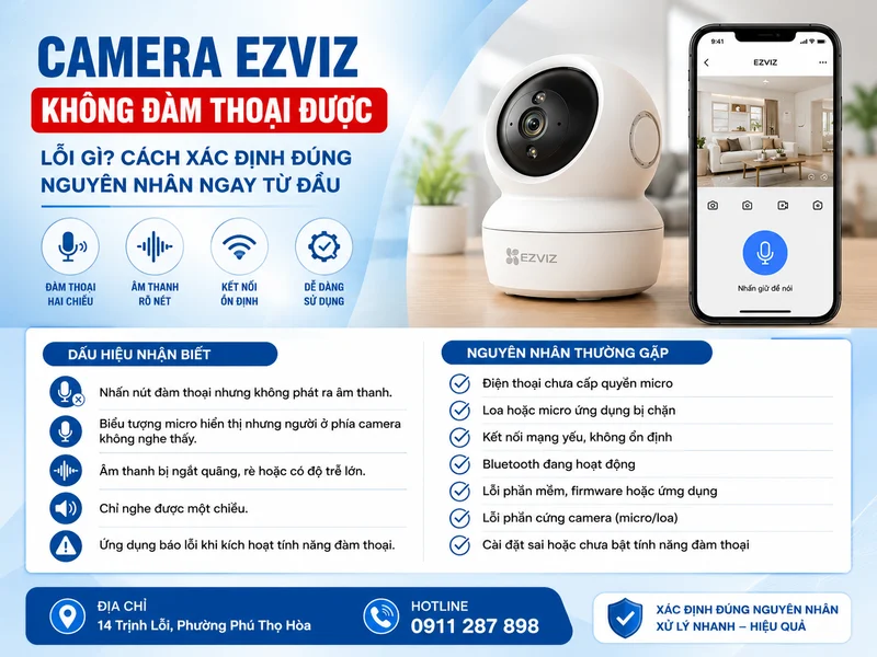 Camera Ezviz không đàm thoại được là lỗi gì? Cách xác định đúng nguyên nhân ngay từ đầu