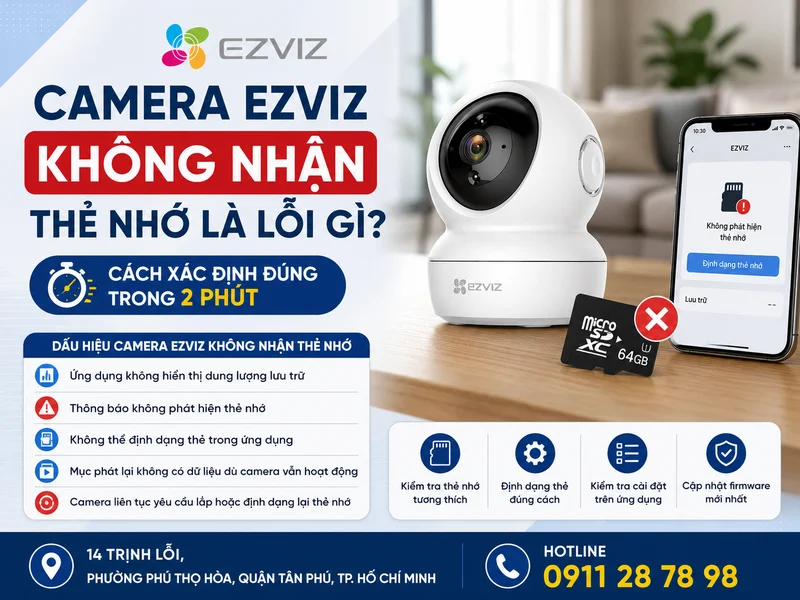 Camera Ezviz không nhận thẻ nhớ là lỗi gì? Cách xác định đúng trong 2 phút