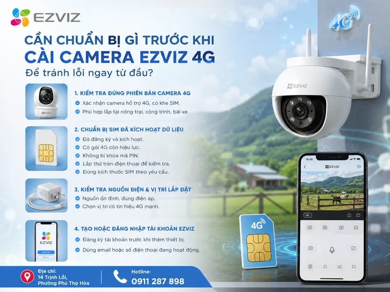 Cần chuẩn bị gì trước khi cài camera Ezviz 4G để tránh lỗi ngay từ đầu?