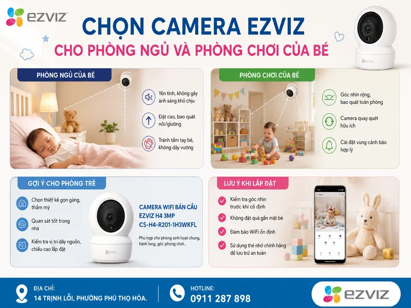 Chọn camera Ezviz cho phòng ngủ và phòng chơi của bé