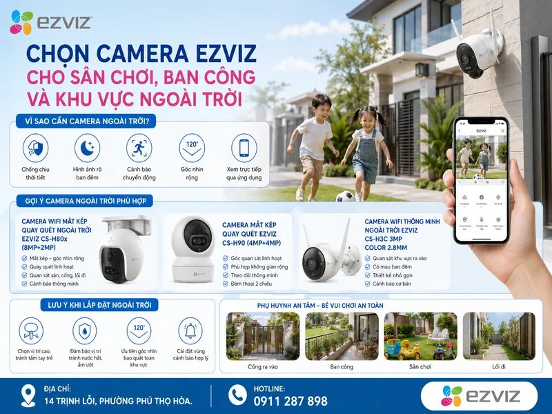 Chọn camera Ezviz cho sân chơi, ban công và khu vực ngoài trời
