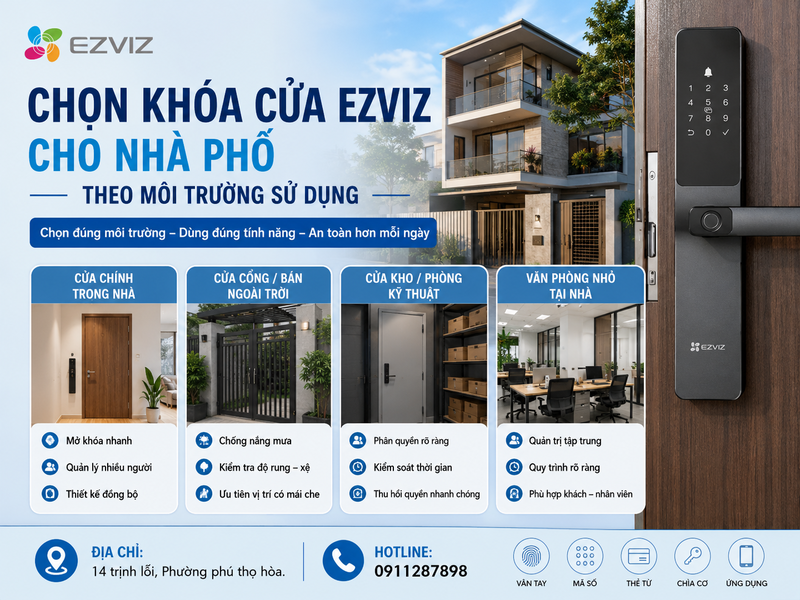 Chọn Khóa cửa Ezviz cho nhà phố theo môi trường sử dụng