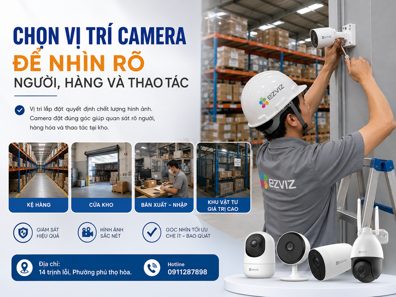 Chọn vị trí camera để nhìn rõ người, hàng và thao tác