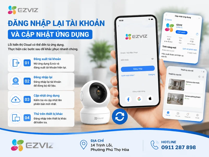 Đăng nhập lại tài khoản và cập nhật ứng dụng