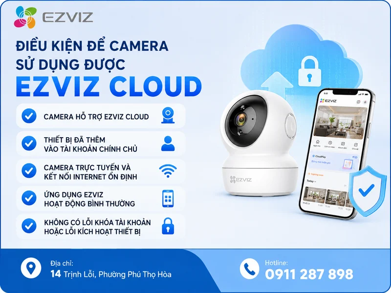 Điều kiện để camera sử dụng được Ezviz Cloud