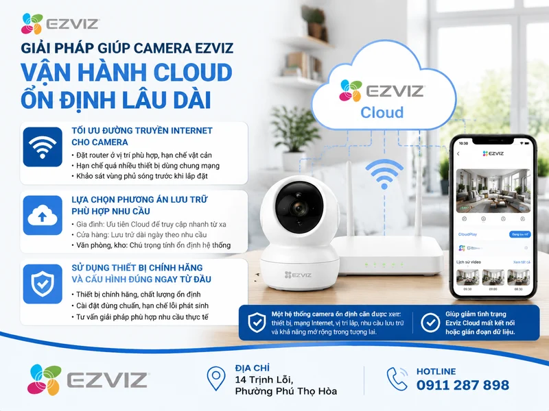 Giải pháp giúp camera Ezviz vận hành Cloud ổn định lâu dài
