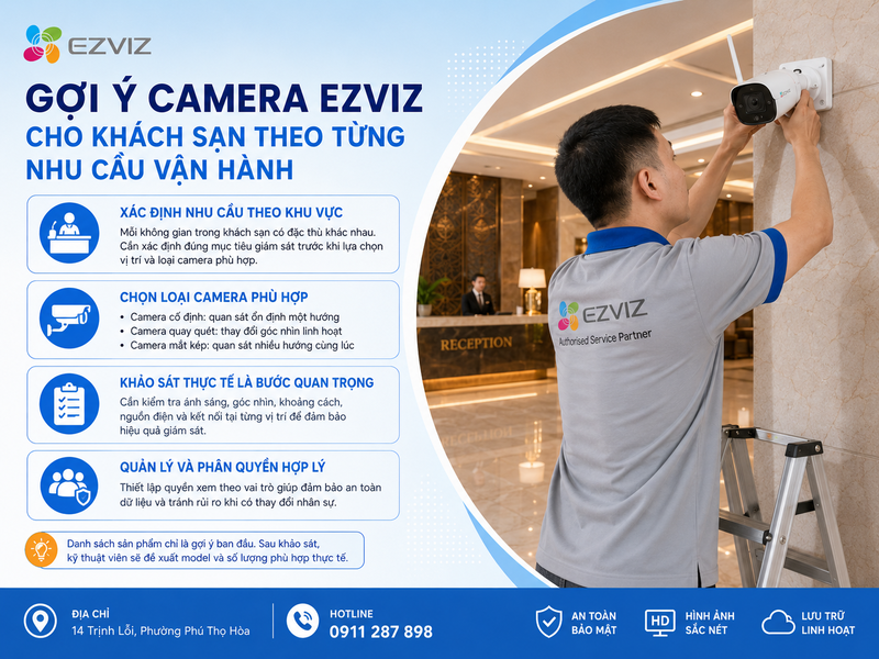 Gợi ý Camera Ezviz cho khách sạn theo từng nhu cầu vận hành