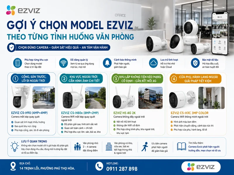 Gợi ý chọn model Ezviz theo từng tình huống văn phòng
