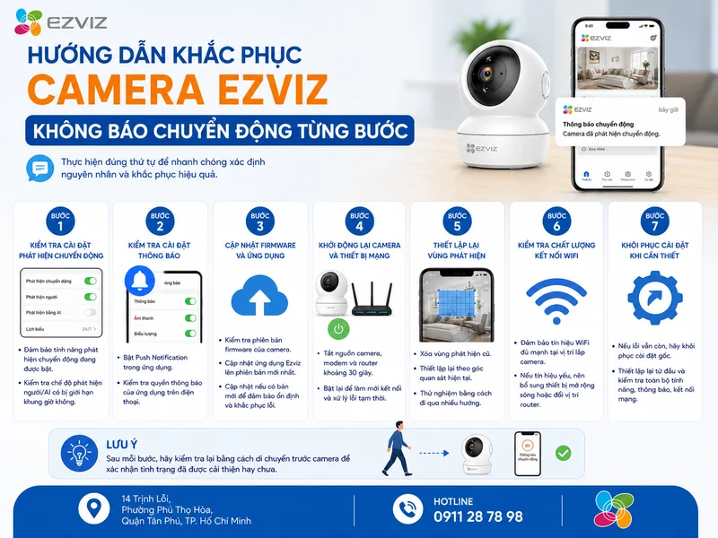 Hướng dẫn khắc phục Camera Ezviz không báo chuyển động từng bước