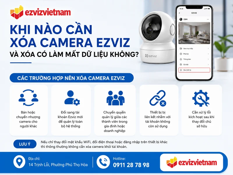 Khi nào cần xóa camera Ezviz và xóa có làm mất dữ liệu không?