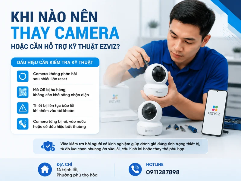 Khi nào nên thay camera hoặc cần hỗ trợ kỹ thuật Ezviz?