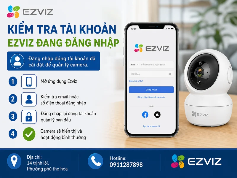 Kiểm tra tài khoản Ezviz đang đăng nhập