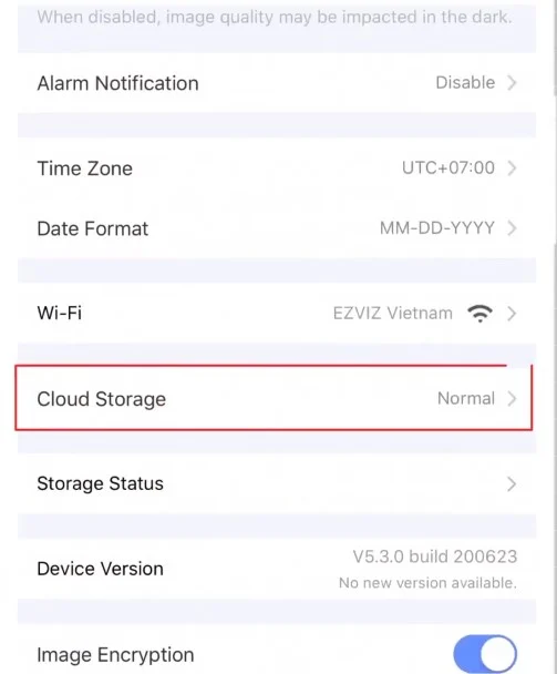 Mở mục Cloud Storage hoặc dịch vụ lưu trữ đám mây