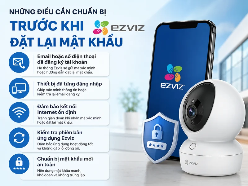 Những điều cần chuẩn bị trước khi đặt lại mật khẩu Ezviz
