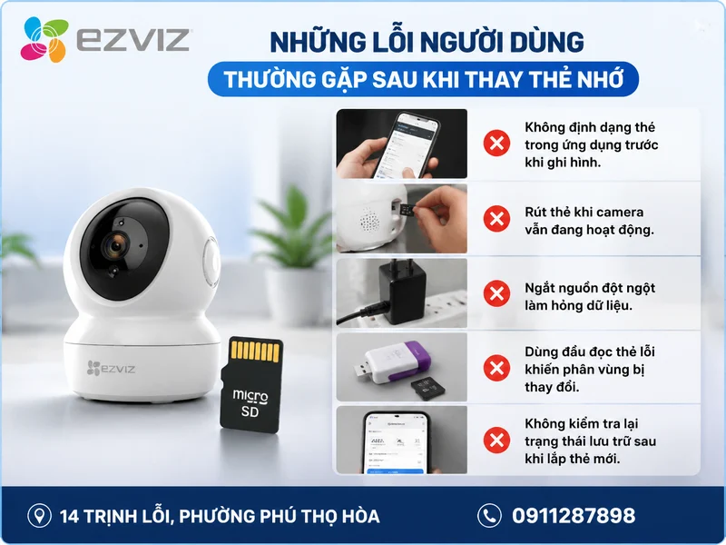 Những lỗi người dùng thường gặp sau khi thay thẻ nhớ