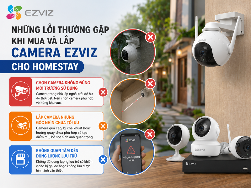 Những lỗi thường gặp khi mua và lắp Camera Ezviz cho homestay