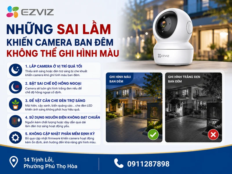 Những sai lầm khiến camera ban đêm không thể ghi hình màu