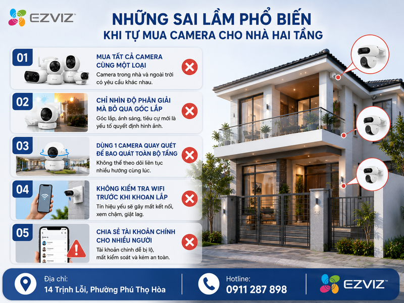Những sai lầm phổ biến khi tự mua camera cho nhà hai tầng