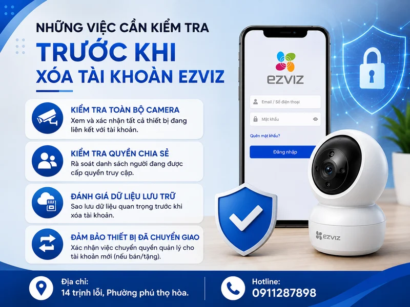 Những việc cần kiểm tra trước khi xóa tài khoản Ezviz