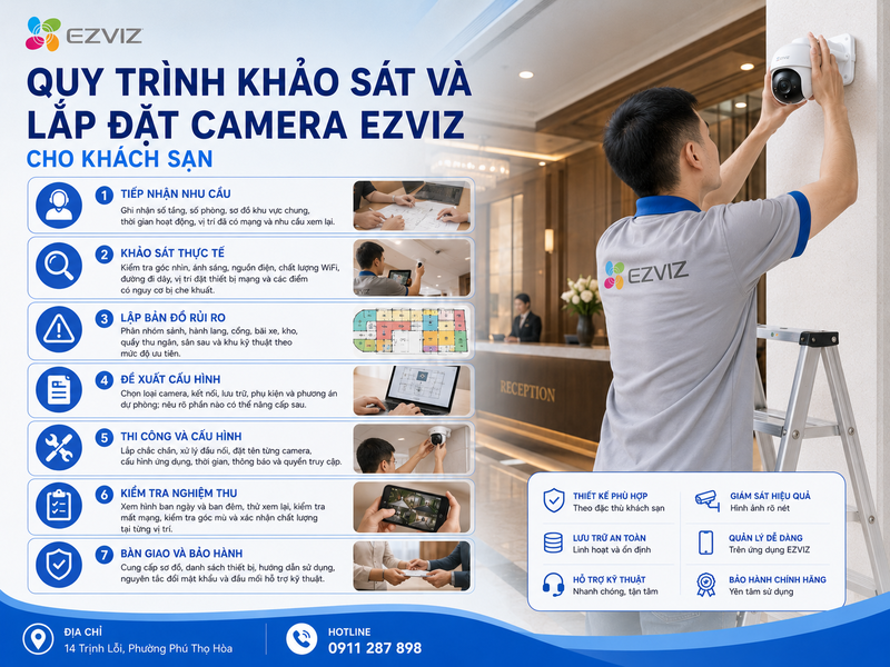 Quy trình khảo sát và lắp đặt Camera Ezviz cho khách sạn