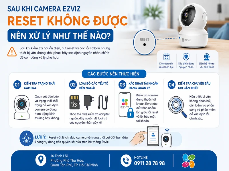 Sau khi Camera Ezviz reset không được nên xử lý như thế nào?