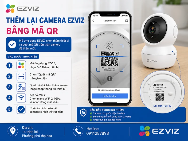 Thêm lại Camera Ezviz bằng mã QR