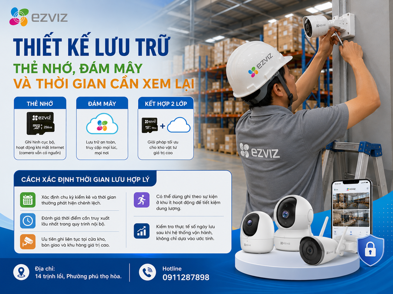 Thiết kế lưu trữ: thẻ nhớ, đám mây và thời gian cần xem lại