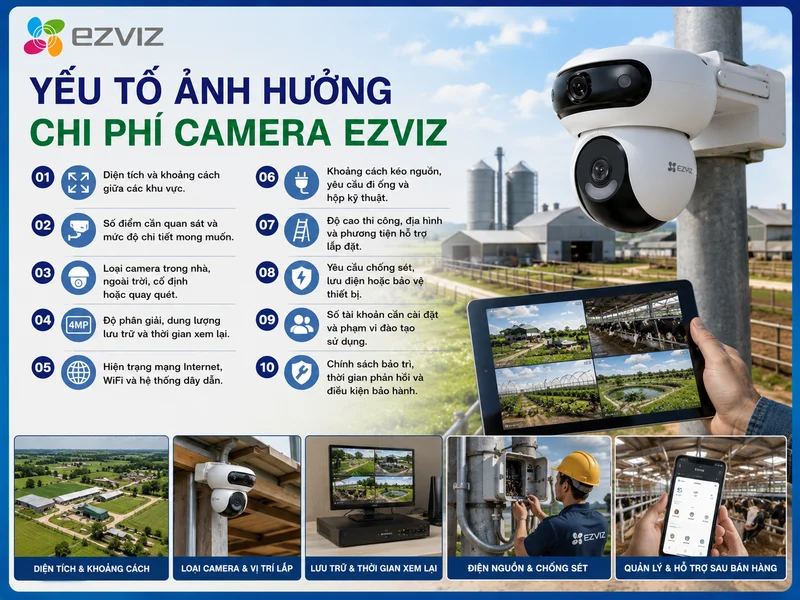 Yếu tố ảnh hưởng chi phí camera Ezviz