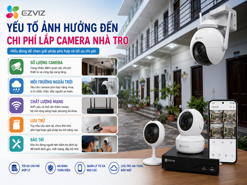Yếu tố ảnh hưởng đến chi phí lắp camera nhà trọ