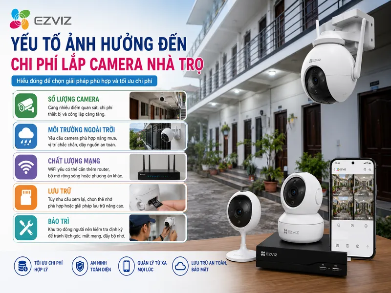 Yếu tố ảnh hưởng đến chi phí lắp camera nhà trọ