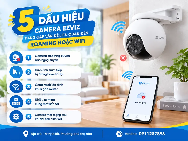5 dấu hiệu camera EZVIZ đang gặp vấn đề liên quan đến roaming hoặc WiFi